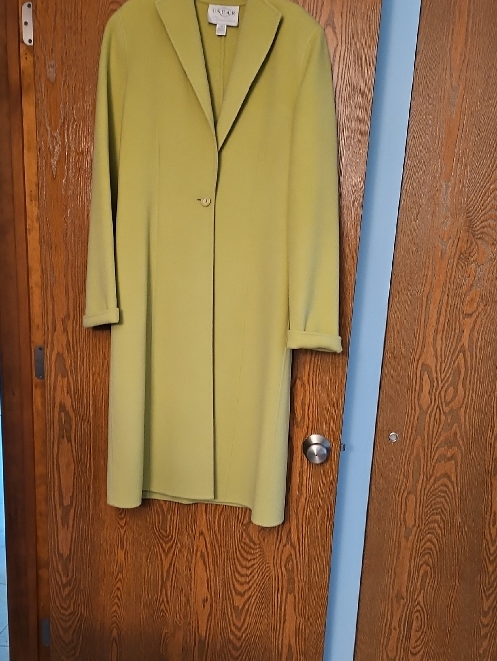 Oscar de la Renta Chartreuse Single-Button Wool Coat